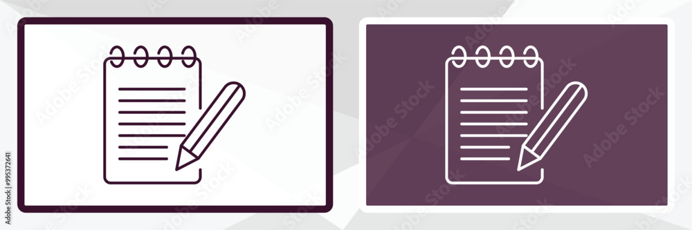 Poster pencil and notebook outline icon. linear vector from people concept. thin line white and black penci