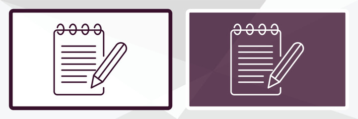pencil and notebook outline icon. Linear vector from people concept. Thin line white and black pencil and notebook icon isolated on white and dark background