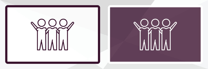 friends outline icon. Linear vector from people concept. Thin line white and black friends icon isolated on white and dark background