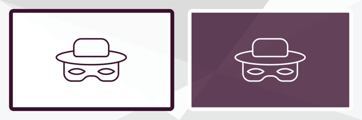 zorro outline icon. Linear vector from people concept. Thin line white and black zorro icon isolated on white and dark background