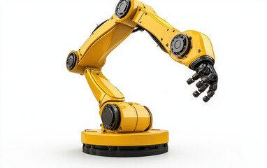 Robotic arm manufacturing industry isolated on white background.
