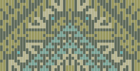 Pixel Art Traditional Granny Square Patternfolk Embroidery, Aztec Geometric Ornament Print. Design for Carpet, Wallpaper, Clothing, Wrapping, Fabric