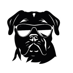 Fashionable Cane Corso Dog with Sunglasses Silhouette Illustration