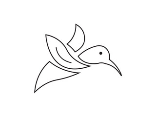 Creative abstract white logo hummingbird bird icon for your company,bird leaf logo vector icon line art outline template,vector line art of abstract colorful hummingbird, colibri wall art design, 