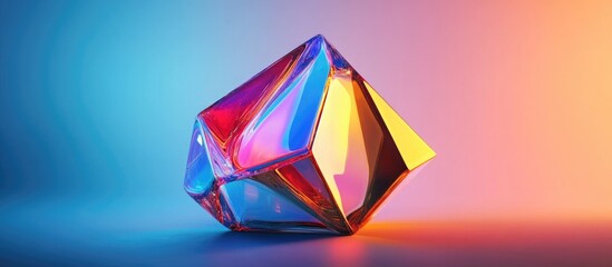 Textured 3D abstract geometric shape in glass material