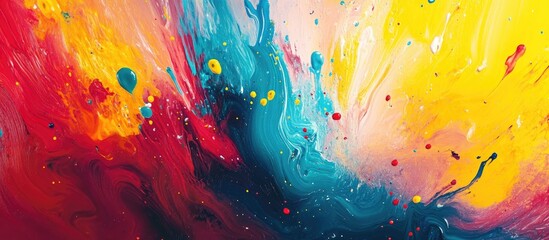 Colorful abstract background featuring a burst of paint on paper Surreal graphic art with psychedelic design elements and vibrant textures Contemporary mixed acrylic artwork