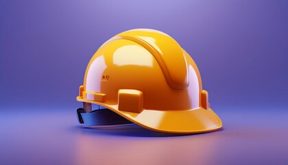 Fototapeta premium Yellow hard hat isolated on a vibrant background, symbolizing construction and safety.