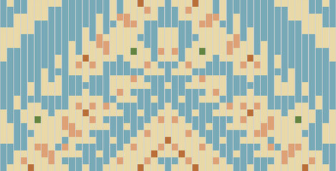 Pixel Art Korea Traditional Patternfolk Embroidery, Aztec Geometric Ornament Print. Design for Carpet, Wallpaper, Clothing, Wrapping, Fabric