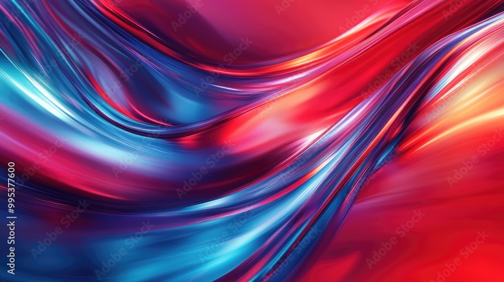 Poster abstract red and blue background with a vibrant rhythm and dynamic elements a surrealistic design in