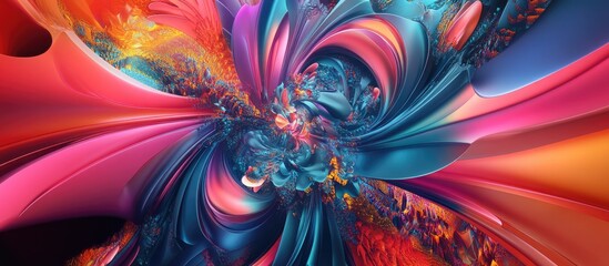 3D illustration of a vibrant multicolored fractal design featuring elements of futuristic and surreal aesthetics ideal for mobile phone backgrounds and decorative purposes