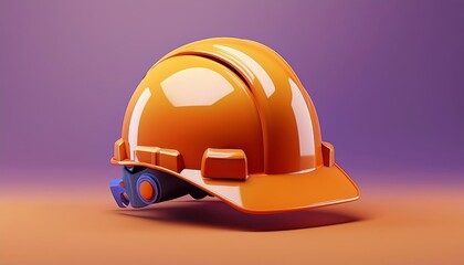 Modern orange construction helmet on a gradient background.