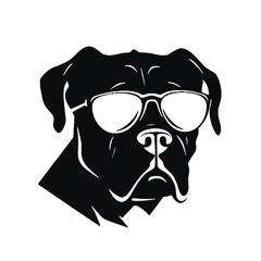 Cane Corso Dog with Sunglasses Silhouette Vector Illustration