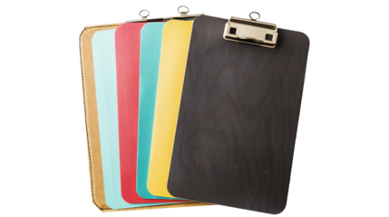 Clip board with paper sheet isolated on transparent background, png
