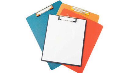 Clip board with paper sheet isolated on transparent background, png