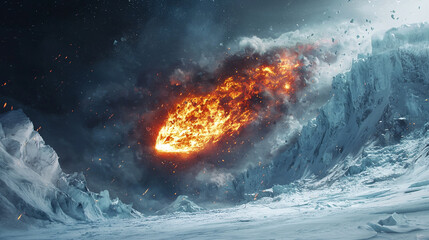 An extraterrestrial meteorite is falling on the North Pole