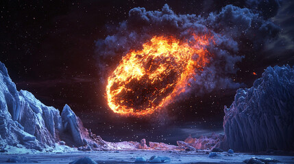 An extraterrestrial meteorite is falling on the North Pole