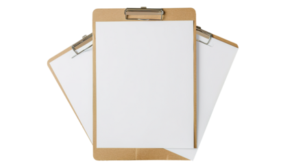 Clip board with paper sheet isolated on transparent background, png