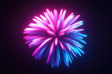 Abstract 3D Render of a Neon-Glowing Flower