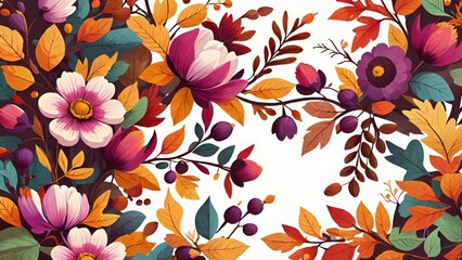 鮮やかな秋の風景と花々