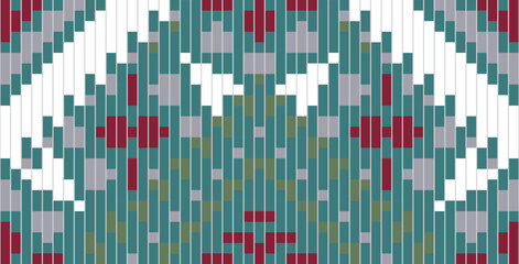 Geometry Shapes Indian Traditional Patternfolk Embroidery, Aztec Geometric Ornament Print. Design for Carpet, Wallpaper, Clothing, Wrapping, Fabric