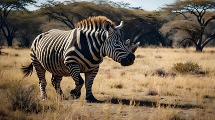 Naklejka premium a hybrid animal between a rhino and a zebra