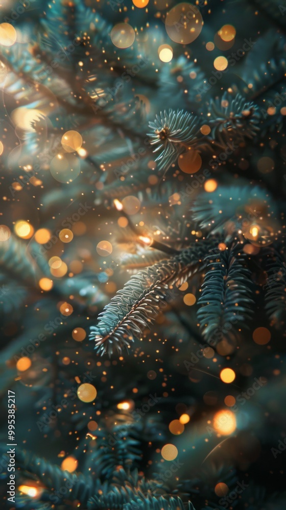 Poster a tree with a lot of sparkles on it