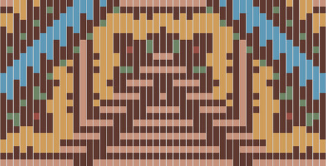 Fototapeta premium Knit Korean Traditional Pattern Meaningfolk Embroidery, Aztec Geometric Ornament Print. Design for Carpet, Wallpaper, Clothing, Wrapping, Fabric