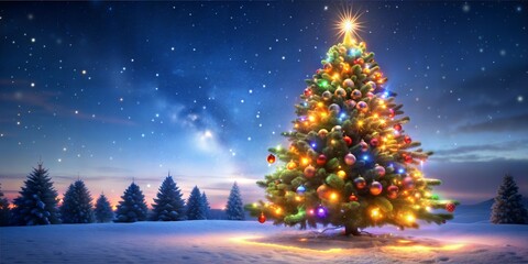 Fototapeta premium christmas tree with lights,3d render