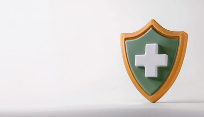 Obraz premium Colorful shield icon symbolizing protection and safety on a white background.