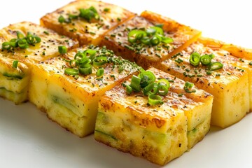 Japanese tamagoyaki slices with pickles