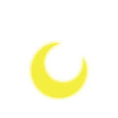 Moon and stars. Yellow moon and stars, Abstract moon. Isolated over white background. 