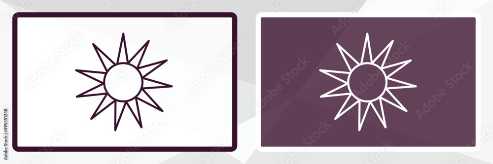 Aufkleber shining sun with rays outline icon. linear vector from nature concept. thin line white and black shi