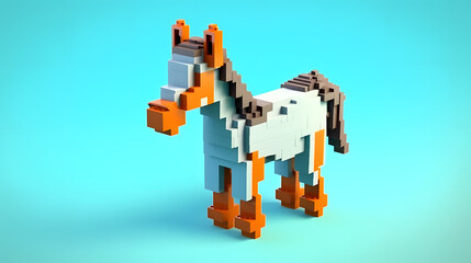 Fototapeta premium Donkey 3d pixel Character cartoon