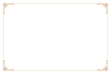 Elements of ornate vintage frames. Border gold on white classic calligraphy swirls, floral motifs. Design print for greeting cards, wedding invitations, restaurant menu, royal certificates. Set 155
