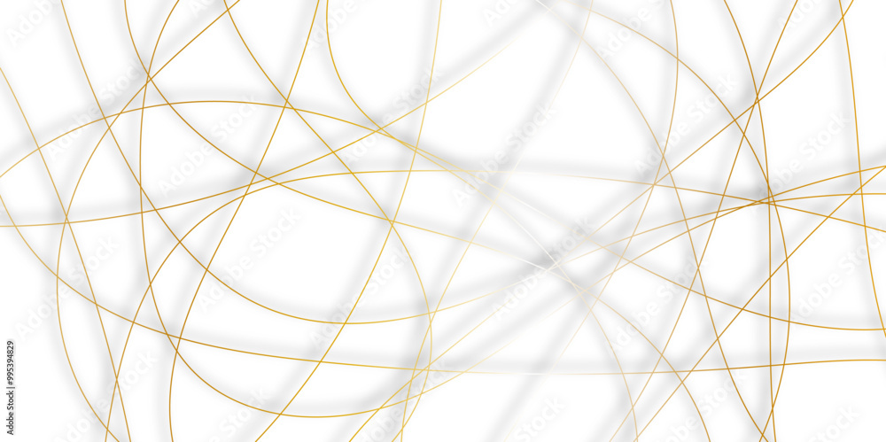 Aufkleber White abstract background with golden diagonal lines and shadows. modern random pattern line stroke transparent background. Simple gold scribble line backdrop Minimal style website banner design.	
