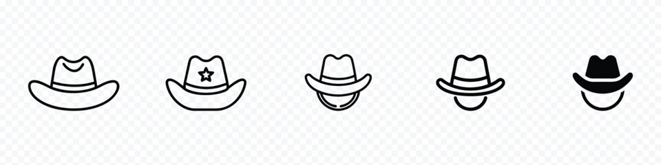Cowboy hat logo icon, cowboy hat icon, cowboy cap icon, Western cowboy cap icon outline vector in black color. Western Style, Cowboys hat