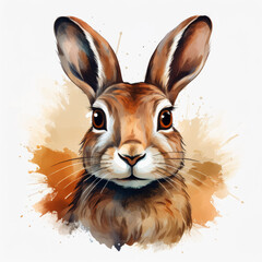 Watercolor hare. Illustration with hare.