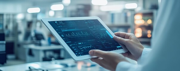 Electronic health records displayed on a digital tablet with a sleek interface
