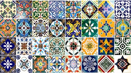 Vintage glass tiles colorful mosaic designs and intricate patterns set against a classic backdrop