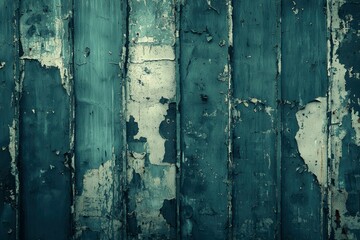 Weathered Teal Wood Planks with Peeling Paint