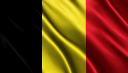 Naklejka premium Belgium waving flag effect, national emblem, tricolor