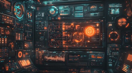 Obraz premium Abstract technological background with various technological ele. 