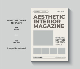 Beige Modern Japandi Interior Magazine Cover Template