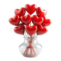 Red hearts in vase valentine concept