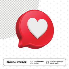 Love Heart Icon with 3D Speech Bubble