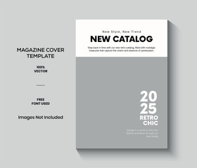 White and Black Retro New Catalog Magazine Cover Template