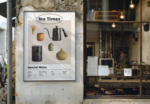 Outdoor Cafe Menu Frame Mockup With Generative AI