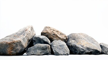 Fototapeta premium rocks stones standing alone against a pure white background.