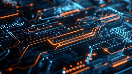 Abstract technological background with various technological ele. 