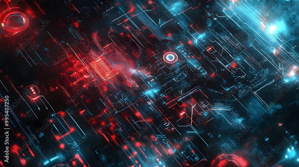 Wall mural abstract technological background with various technological ele.